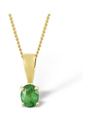 The Diamond Store Green Emerald 0.33CT 9K Yellow Gold Pendant Necklace - Image 1 of 6