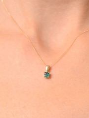 The Diamond Store Green Emerald 0.33CT 9K Yellow Gold Pendant Necklace - Image 3 of 6