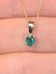 The Diamond Store Green Emerald 0.33CT 9K Yellow Gold Pendant Necklace - Image 4 of 6