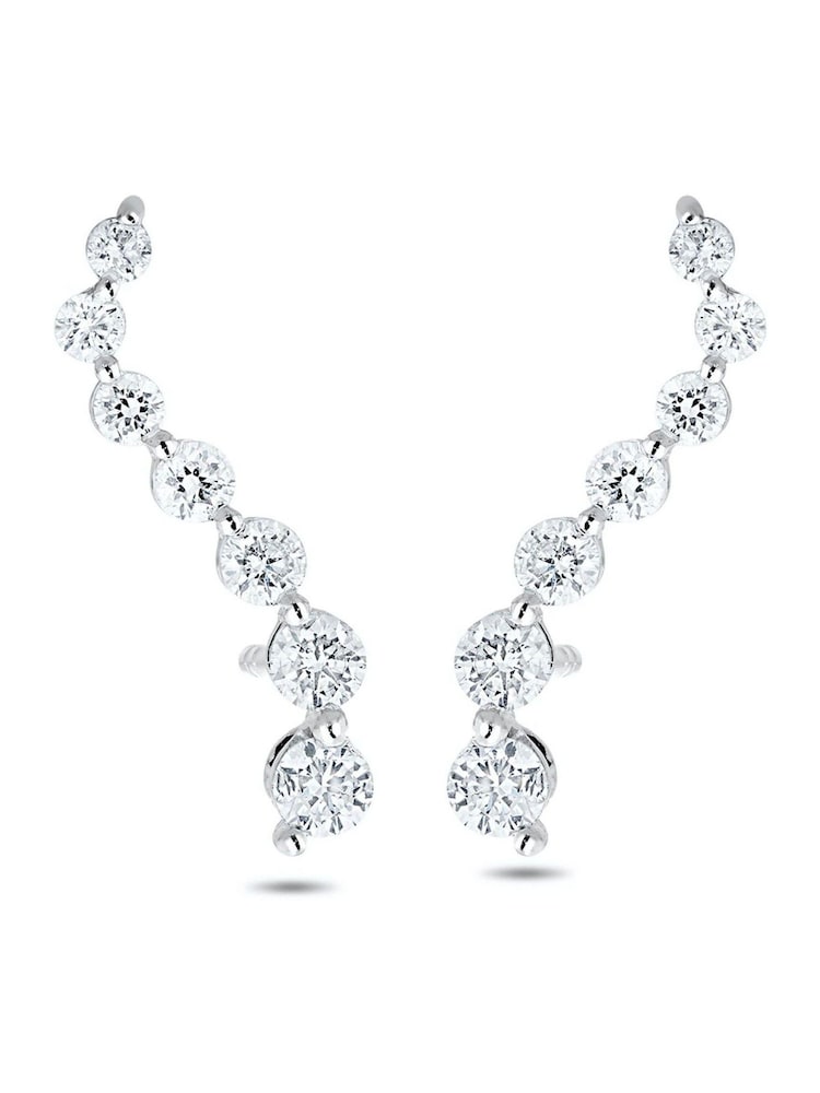 The Diamond Store 9K White Gold Ear Climber Life Journey 0.50ct Lab Diamond Earrings - Image 1 of 5