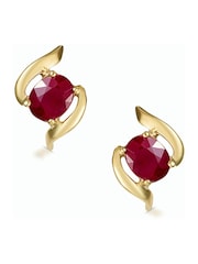 The Diamond Store Red Ruby 0.73CT 9K Yellow Gold Earrings - Image 1 of 3