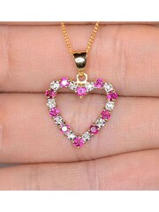 The Diamond Store 9K Gold 0.68ct Ruby And Diamond Heart Pendant Necklace - Image 3 of 5
