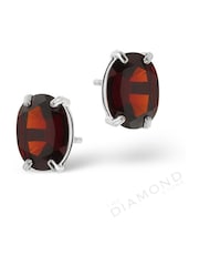The Diamond Store 9K White Gold Red Garnet 7 x 5mm Earrings - Image 1 of 4