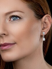 The Diamond Store White Stellato Collection Pearl and Diamond Earrings in 9K White Gold - Image 3 of 6