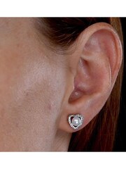 The Diamond Store White Stellato Collection Pearl and Diamond Heart Earrings in 9K White Gold - Image 5 of 6