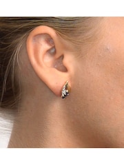 The Diamond Store Blue 9K Yellow Gold Tone Sapphire 4mm x 2mm And Diamond Earrings - Image 3 of 5