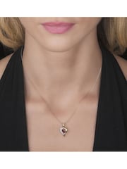 The Diamond Store 9K Yellow Gold Red Ruby 5 x 3mm And Diamond Pendant Necklace - Image 3 of 4
