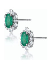 The Diamond Store 9K White Gold 0.50ct Emerald and Diamond Stellato Cluster Earrings - Image 3 of 5