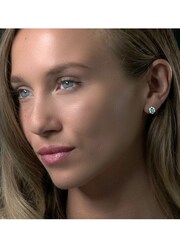 The Diamond Store 9K White Gold 0.50ct Emerald and Diamond Stellato Cluster Earrings - Image 4 of 5