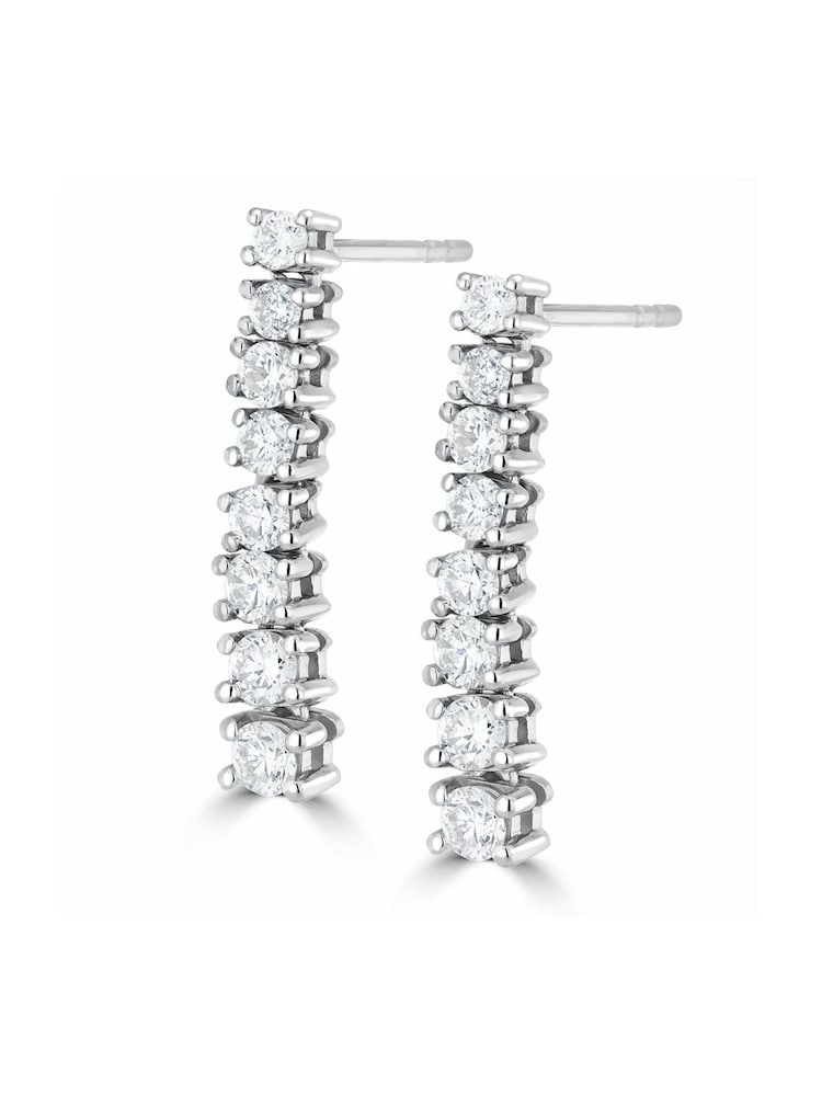 The Diamond Store 9K White Gold 1ct Lab Diamond Life Journey Drop Earrings - Image 2 of 4