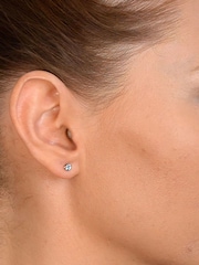 The Diamond Store 9K White Gold Blue Topaz Studded 3 x 3mm Earrings - Image 3 of 5