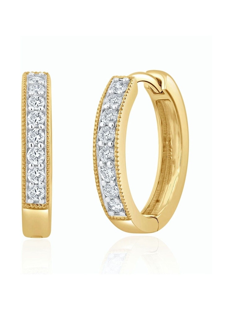 The Diamond Store 9K Yellow Gold 0.25ct H/Si Lab Diamond Pave Set Hoop Earrings - Image 1 of 4