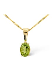 The Diamond Store Green Yellow Gold Tone Peridot 7 x 5mm 9K Pendant Necklace - Image 1 of 3