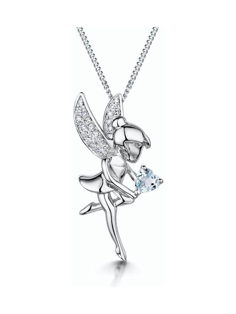 The Diamond Store 9K White Gold Pixie Aquamarine and Diamond Stellato Pendant Necklace - Image 1 of 6