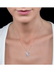 The Diamond Store 9K White Gold Pixie Aquamarine and Diamond Stellato Pendant Necklace - Image 3 of 6