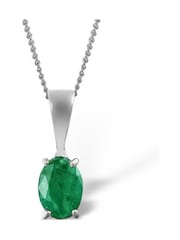 The Diamond Store Green 9K White Gold Emerald 7 x 5mm Pendant Necklace Set - Image 1 of 6