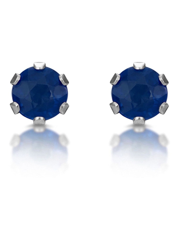 The Diamond Store 9K White Gold Blue Sapphire 3mm Stud Earrings - Image 1 of 4