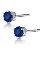The Diamond Store 9K White Gold Blue Sapphire 3mm Stud Earrings - Image 3 of 4