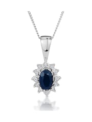 The Diamond Store Blue Sapphire and Lab Diamond Pendant - Image 1 of 4