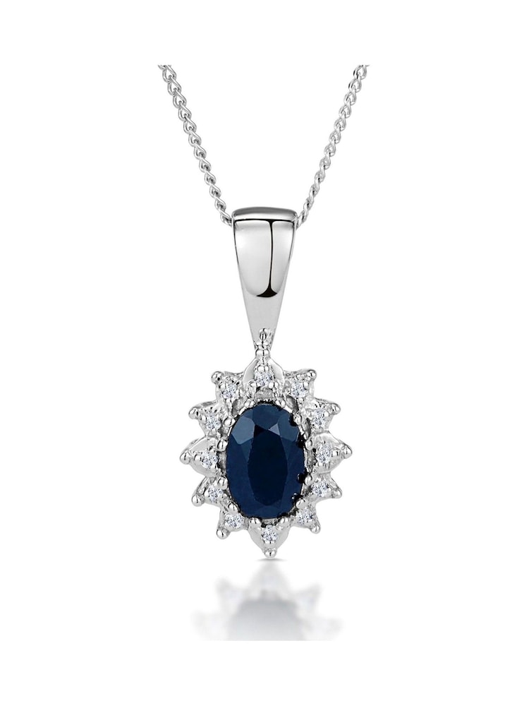 The Diamond Store Blue Sapphire and Lab Diamond Pendant - Image 1 of 4