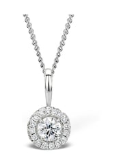 The Diamond Store Natural Ella 0.30ct Halo Lab Diamond and 9K White Gold Pendant - Image 1 of 2
