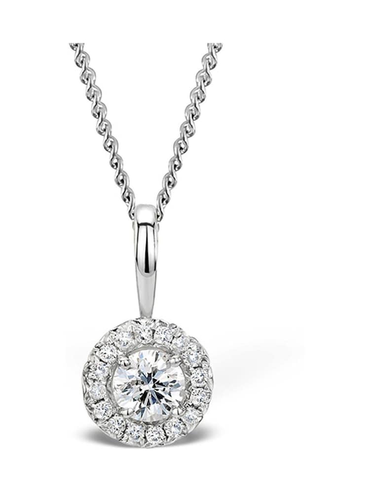The Diamond Store Natural Ella 0.30ct Halo Lab Diamond and 9K White Gold Pendant - Image 1 of 2