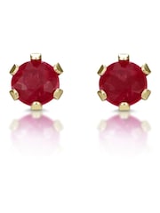 The Diamond Store 9K Yellow Gold Ruby Studded 3 x 3mm Earrings - Image 1 of 5