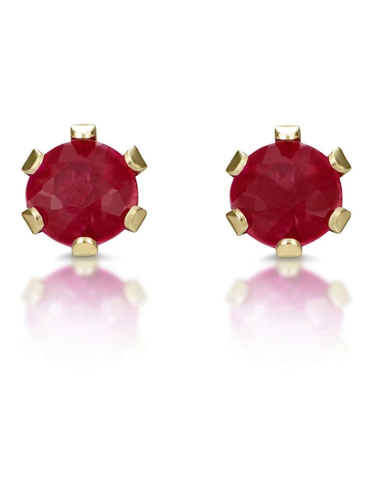 The Diamond Store 9K Yellow Gold Ruby Studded 3 x 3mm Earrings - Image 1 of 5