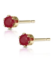 The Diamond Store 9K Yellow Gold Ruby Studded 3 x 3mm Earrings - Image 3 of 5