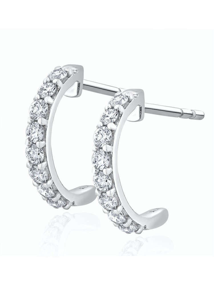 The Diamond Store 9K White Gold 0.50ct H/Si Lab Diamond Comfort Huggie Earrings - Image 1 of 5