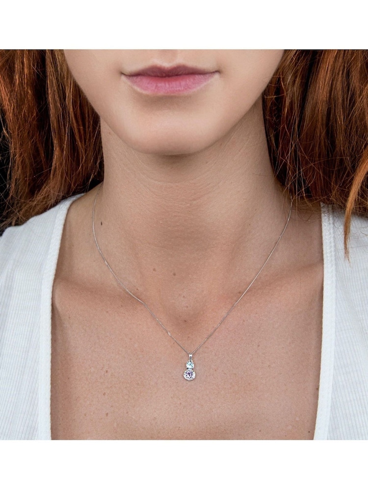 The Diamond Store 9K White Gold Purple Amethyst Blue Topaz and Diamond Pendant Necklace - Image 2 of 3