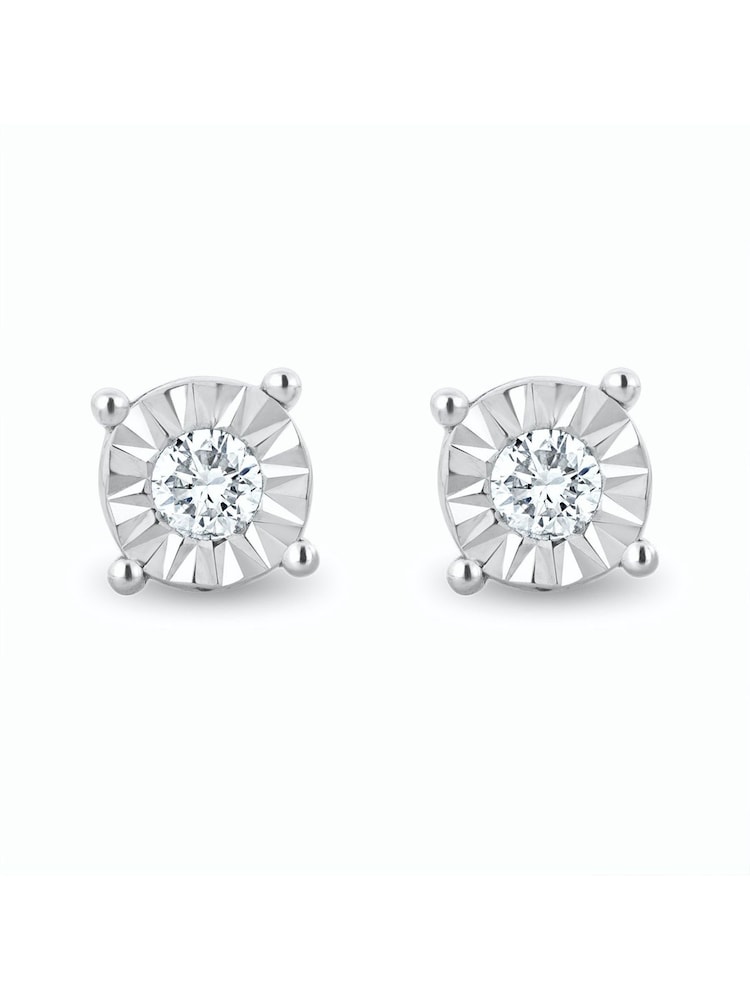 The Diamond Store 925 Silver 5mm 0.10ct H/Si Lab Diamond Stud Earrings - Image 1 of 4