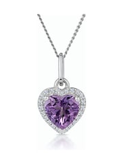 The Diamond Store 9K White Gold Stellato Purple Amethyst and Diamond Heart Necklace - Image 1 of 4