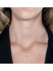 The Diamond Store 9K White Gold Stellato Purple Amethyst and Diamond Heart Necklace - Image 4 of 4