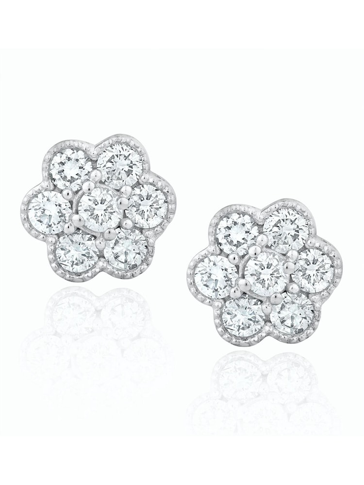The Diamond Store 9K White 0.50ct Lab Diamond Cluster Flower Earrings Set - Image 1 of 5 The Diamond Store 9K White 0.50ct Lab Diamond Cluster Flower Earrings Set - Image 1 of 5