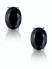 The Diamond Store 9K White Gold Blue Sapphire 7mm x 5mm Earrings - Image 1 of 4
