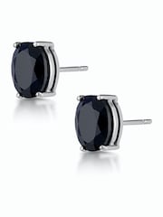 The Diamond Store 9K White Gold Blue Sapphire 7mm x 5mm Earrings - Image 2 of 4