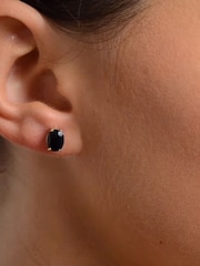 The Diamond Store 9K White Gold Blue Sapphire 7mm x 5mm Earrings - Image 3 of 4