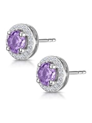 The Diamond Store 9K White Gold 0.64ct Amethyst and Diamond Halo Stellato Earrings - Image 3 of 4