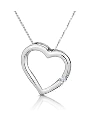 The Diamond Store 9K White Gold 0.03ct Diamond Heart Pendant Necklace - Image 1 of 6