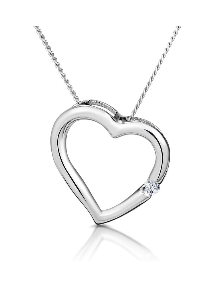 The Diamond Store 9K White Gold 0.03ct Diamond Heart Pendant Necklace - Image 1 of 6