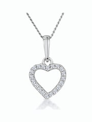 The Diamond Store 9K White Gold Stellato Diamond Heart Necklace - Image 1 of 1