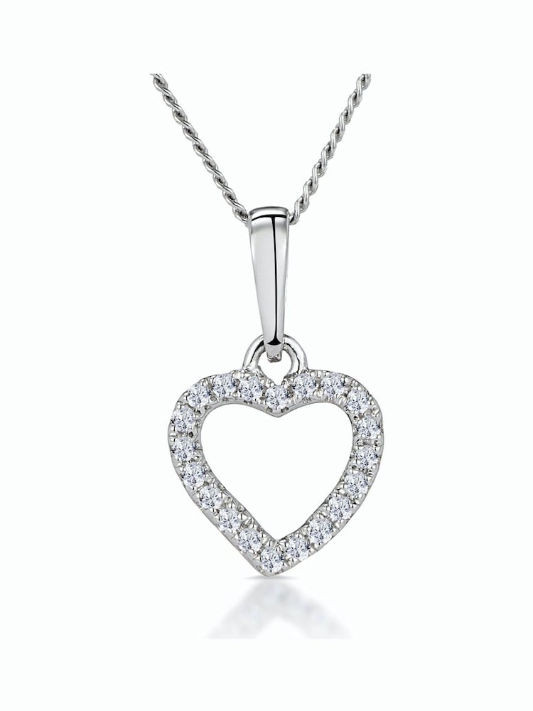 The Diamond Store 9K White Gold Stellato Diamond Heart Necklace - Image 1 of 1