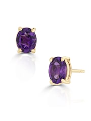 The Diamond Store Purple 9K Yellow Gold Tone Amethyst 5 x 4mm Earrings - Image 3 of 6