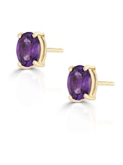 The Diamond Store Purple 9K Yellow Gold Tone Amethyst 5 x 4mm Earrings - Image 4 of 6