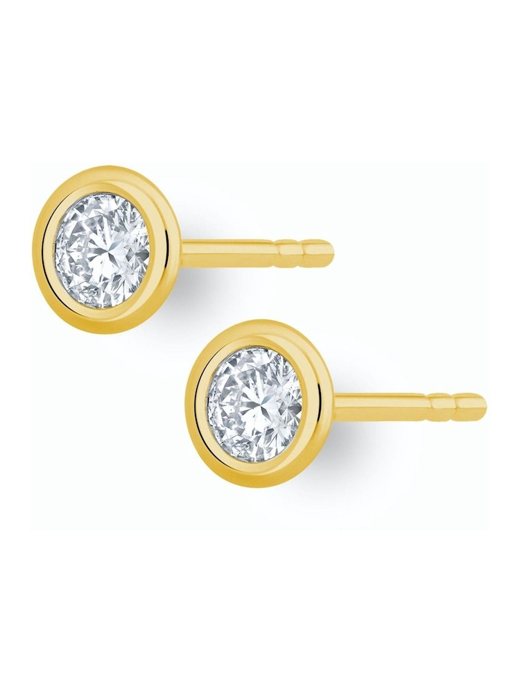 The Diamond Store 9K Yellow Gold 0.30ct Lab Diamond Rub Over Stud Earrings - 5.2mm - Image 5 of 5