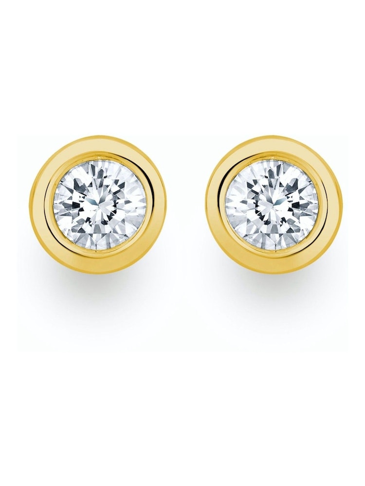 The Diamond Store 9K Yellow Gold 0.30ct Lab Diamond Rub Over Stud Earrings - 5.2mm - Image 6 of 6 The Diamond Store 9K Yellow Gold 0.30ct Lab Diamond Rub Over Stud Earrings - 5.2mm - Image 6 of 6