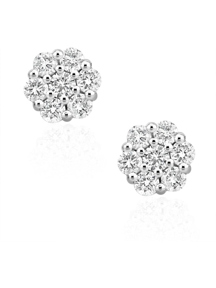 The Diamond Store 9K White Gold 0.50ct H/SI Quality Lab Diamond Cluster Earrings - Image 1 of 5