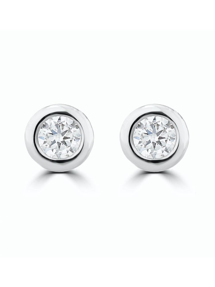 The Diamond Store Natural 0.20ct Lab Diamond Rub Over Stud Earrings in 9K White Gold4.6mm - Image 1 of 4