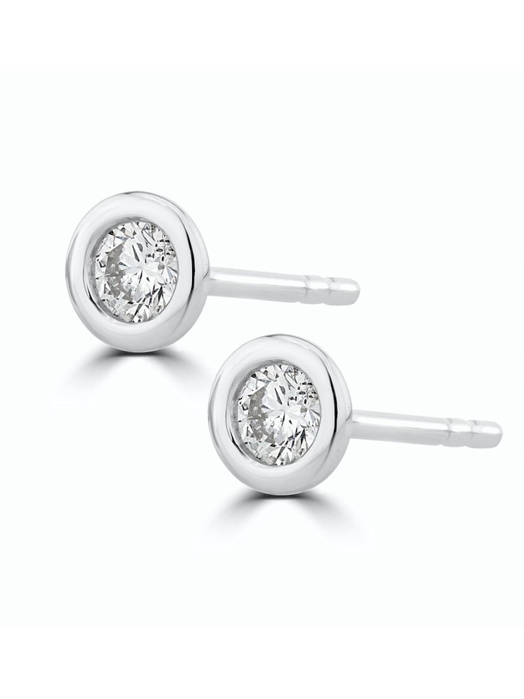 The Diamond Store Natural 0.20ct Lab Diamond Rub Over Stud Earrings in 9K White Gold4.6mm - Image 2 of 4